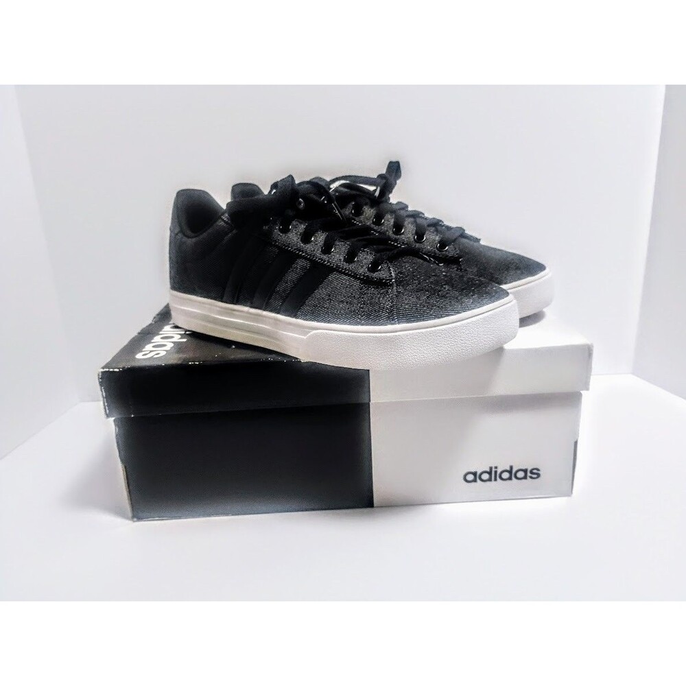 ADIDAS DAILY 2.0 BLACK DENIM DB0284 LOW TOP SNEAKERS MENS SIZE 10 BRAND NEW